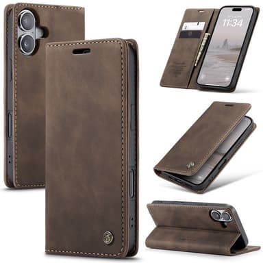 CASEME Retro lompakkokotelo iPhone 16 - Kahvi