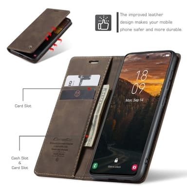 CASEME Retro Lompakkokotelo Samsung Galaxy S24 FE