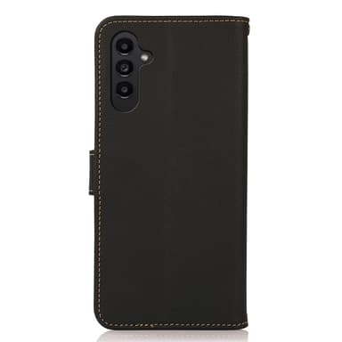KHAZNEH Samsung Galaxy S24 FE Kotelo Aidosta Nahasta Pankkilompakkotoiminnolla - Musta