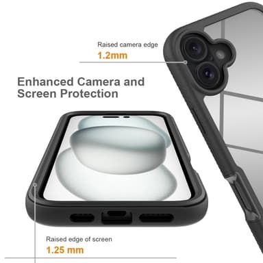 Suojakuori iPhone 16 Plus PC+TPU:lle Kirkas puhelimen kansi PET-näyttökalvolla