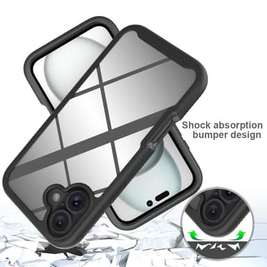Suojakuori iPhone 16 Plus PC+TPU:lle Kirkas puhelimen kansi PET-näyttökalvolla