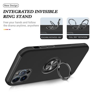 iPhone 13 Pro Max Sormirengas Sivutuen Hybridikotelo - Musta