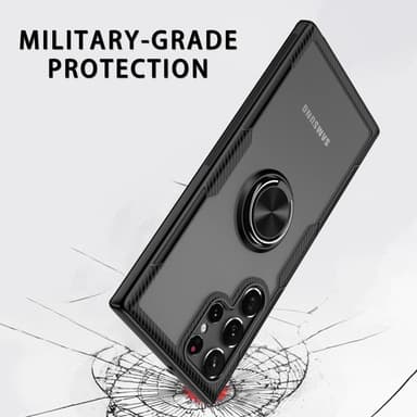 Samsung Galaxy S22 Ultra Sormenrengastuki Hybridikotelo - Musta