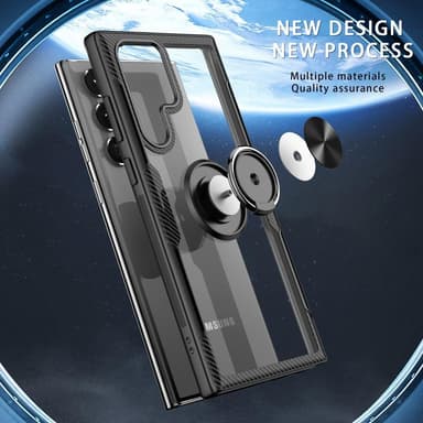 Samsung Galaxy S22 Ultra Sormenrengastuki Hybridikotelo - Musta