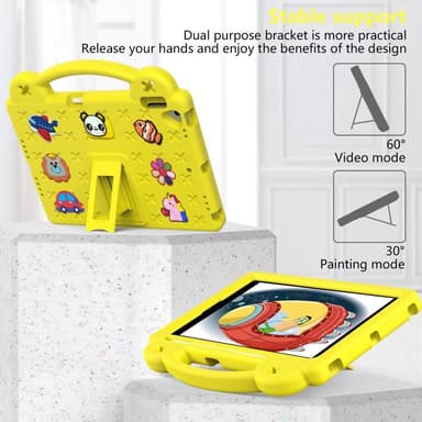 Apple iPad 10.2 2021 2020 2019 Iskunkestävä EVA-vaahtomuovijalustan kuori - keltainen