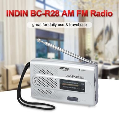 INDIN BC-R28 AM FM kannettava taskuradio minikaiuttimella