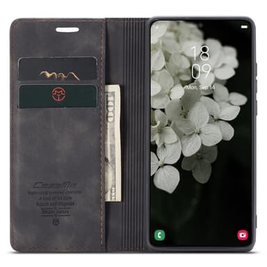 CASEME Retro Lompakkokotelo Samsung Galaxy S22 - Musta