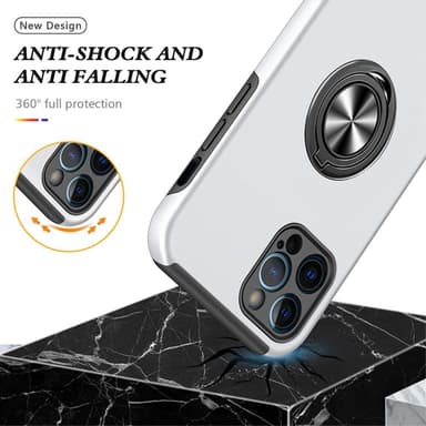 iPhone 13 Pro Max Sormirengas Sivutuen Hybridikotelo - Hopea