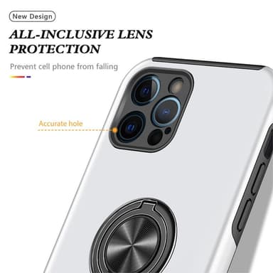 iPhone 13 Pro Max Sormirengas Sivutuen Hybridikotelo - Hopea