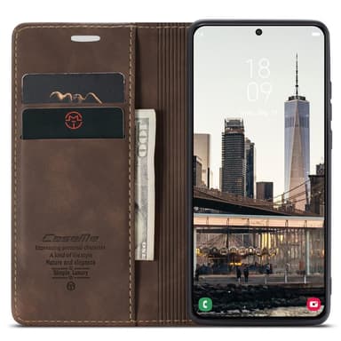CASEME Retro lompakkokotelo Samsung Galaxy S22: lle - Kahvi
