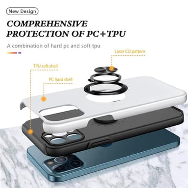 iPhone 13 Pro Max Sormirengas Sivutuen Hybridikotelo - Hopea