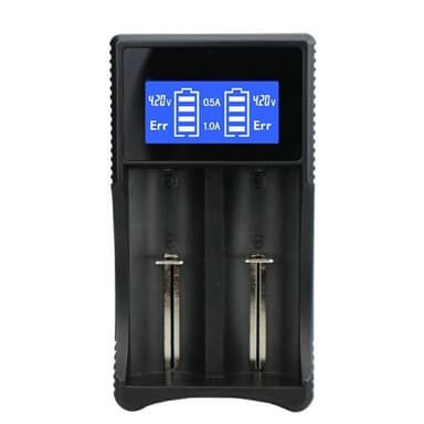 Akkulaturi SW-3 LCD-näytöllä 2x 18650 akulle