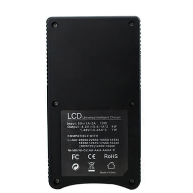 Akkulaturi SW-3 LCD-näytöllä 2x 18650 akulle