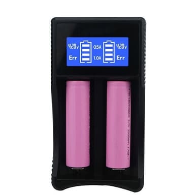 Akkulaturi SW-3 LCD-näytöllä 2x 18650 akulle