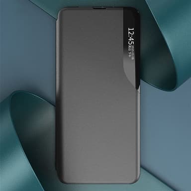 Keinonahkakotelo telineellä Samsung Galaxy S24 - Musta