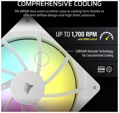 Corsair RS140 ARGB 140 mm PWM tuuletin (valkoinen)