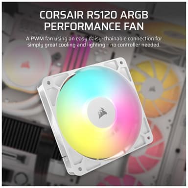 Corsair RS120 ARGB 120 mm PWM tuuletin (valkoinen)