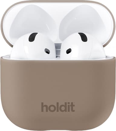 Holdit AirPods 4 Silicone suojakotelo (mokkaruskea)