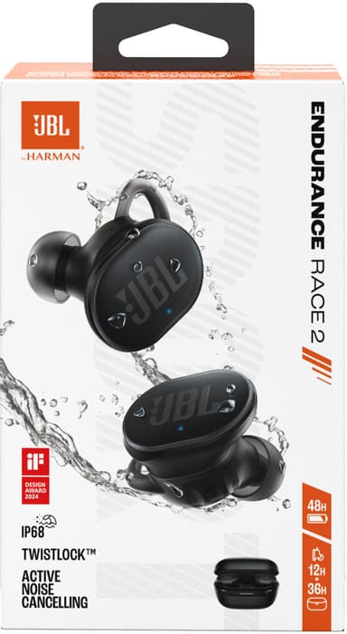 JBL Endurance Race 2 täysin langattomat in-ear kuulokkeet (musta)