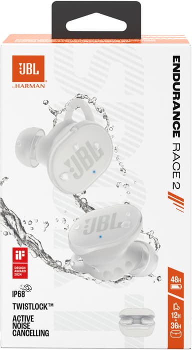JBL Endurance Race 2 täysin langattomat in-ear kuulokkeet (valkoinen)