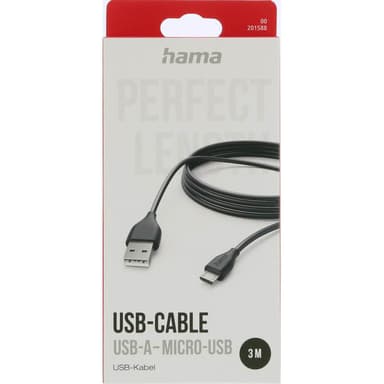 Latauskaapeli USB-A - Micro-USB Black 3,0m