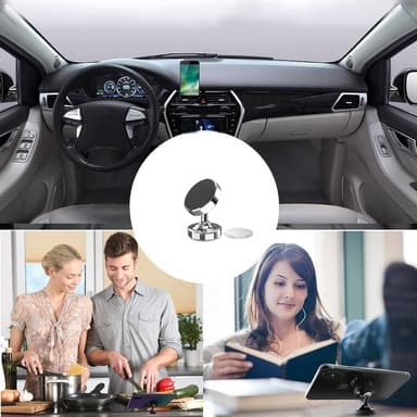 Magneettinen puhelinteline autoon 360 astetta kiertämiseen Hopea