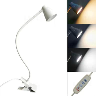 LED-pöytävalaisin kiinnikkeellä / 3 väritilaa pitkä / joustava hanhenkaula Valkoinen
