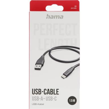Latauskaapeli USB-A–USB-C Musta 1,5 m