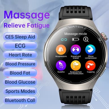 Älykello, jossa on EKG, Bluetooth-puhelut ja terveydentilan seuranta Musta