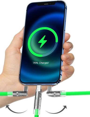 120W flytande silikon 90° rotation snabbladdningskabel med USB-mikroport 1,2 m Green