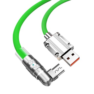 120W flytande silikon 90° rotation snabbladdningskabel med USB-mikroport 1,2 m Green