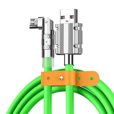 120W flytande silikon 90° rotation snabbladdningskabel med USB-mikroport 1,2 m Green