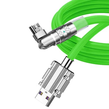 120W flytande silikon 90° rotation snabbladdningskabel med USB-mikroport 1,2 m Green