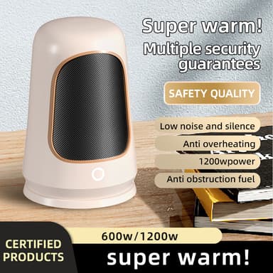 Lämmityspuhallin/tilanlämmitin 1200W nopealla lämmityksellä ja hiljaisella toiminnalla Valkoinen