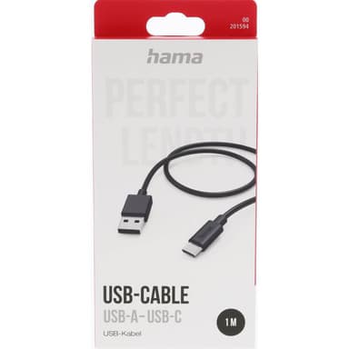 Latauskaapeli USB-A–USB-C Musta 1,0 m