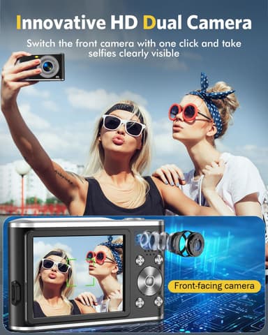 Digikamera 4K 48MP 16 x zoom web-kamera Musta