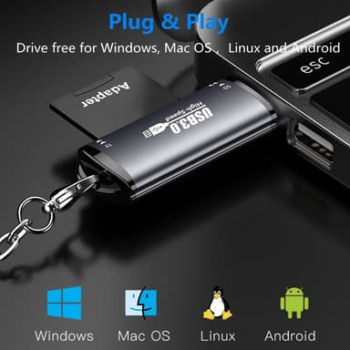 NÖRDIC USB-A 3.0 kortinlukija 2 Slot SD, MicroSD UHS-I