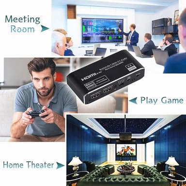 NÖRDIC 4K 60 Hz HDMI-kytkin 2 to 1 äänipoistolla Toslink HDR HDCP2:3 ARC/eARC 7.1 audio
