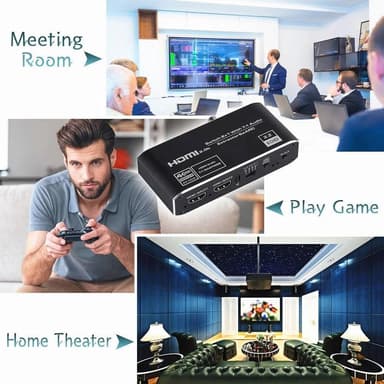 NÖRDIC 4K 60 Hz HDMI-kytkin 2 to 1 äänipoistolla Toslink HDR HDCP2:3 ARC/eARC 7.1 audio