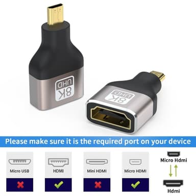 NÖRDIC HDMI 8K -sovitin HDMI naaras - Micro HDMI uros