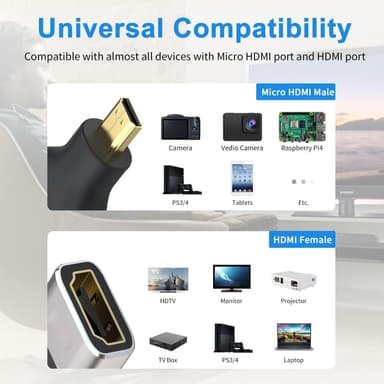 NÖRDIC HDMI 8K -sovitin HDMI naaras - Micro HDMI uros