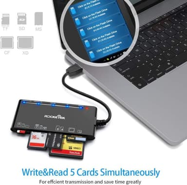 NÖRDIC USB-A kortinlukija 7 korttipaikkaa 1xCF, 2xSD, 2xMicroSD, 1xMS, 1xXD UHS-I