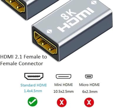NÖRDIC HDMI 2.1 8K Naaras-naaraskaapelin jatke HDMI-sukupuolenvaihtaja