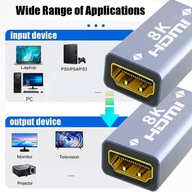 NÖRDIC HDMI 2.1 8K Naaras-naaraskaapelin jatke HDMI-sukupuolenvaihtaja