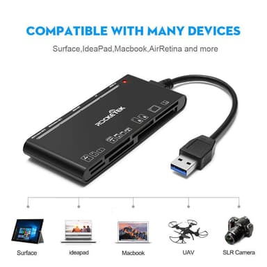 NÖRDIC USB-A kortinlukija 7 korttipaikkaa 1xCF, 2xSD, 2xMicroSD, 1xMS, 1xXD UHS-I