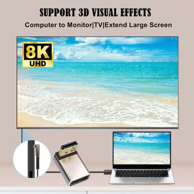 NÖRDIC Displayport-sovitin uros-naaras 8K60Hz 4K144/120/60Hz