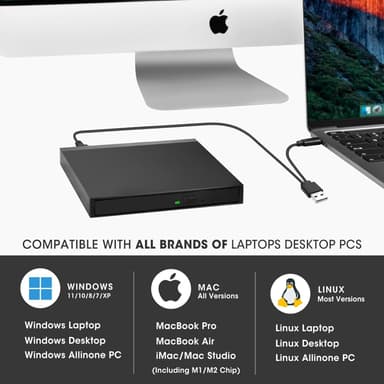 NÖRDIC Kannettava CD-poltin ja soitin sekä USB-keskitin SD/TD-kortinlukijalla