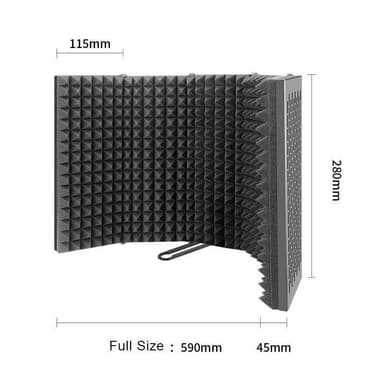 Mikrofonisuojus, 2 kerrosta, 5-tie-akustiikkasuodatin, kokoontaitettava 59x28x4 cm:iin, akustinen äänenvaimenninsuoja, mikrofonien heijastussuodatin