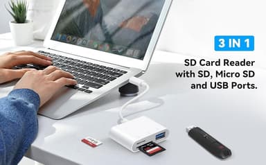 NÖRDIC USB-C-kortinlukija 2-paikkainen SD, MicroSD, 1xUSB-A 3.0 UHS-I