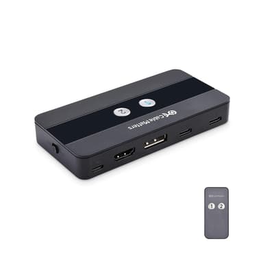 Cable Matters USB-C KVM-kytkin 2–2 HDMI ja DP 8K30Hz 4K60Hz 4xUSB3.0 Gbps yhteensopiva Thunderbolt 3:n, 4:n ja USB4:n kanssa